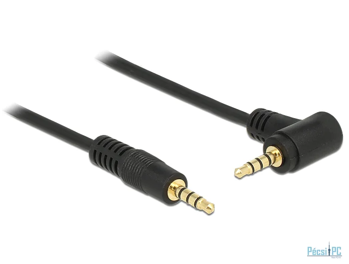 DeLock Cable Stereo Jack 3.5 mm 4 pin male > male angled 2m Black