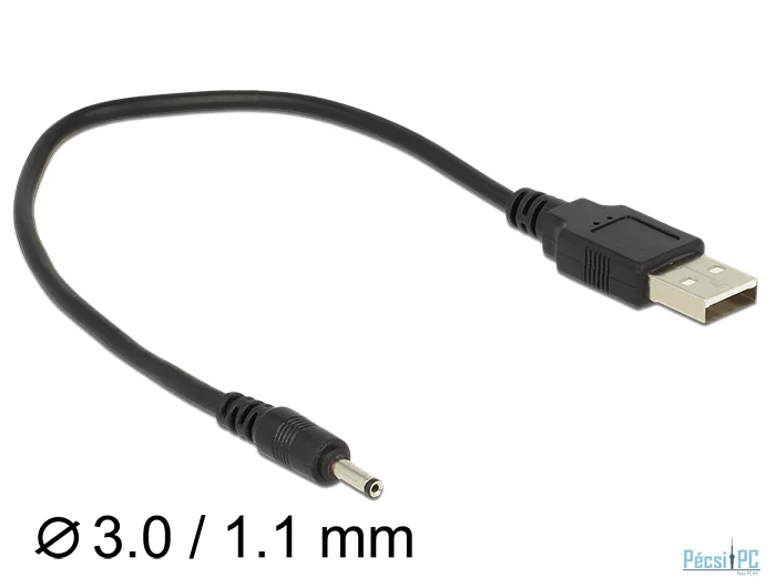 DeLock Cable USB Type-A Plug Power > DC 3.0 x 1.1 mm male 27cm