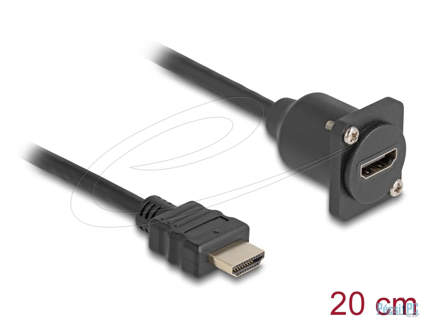 DeLock D-Type HDMI male to female cable 0,2m Black