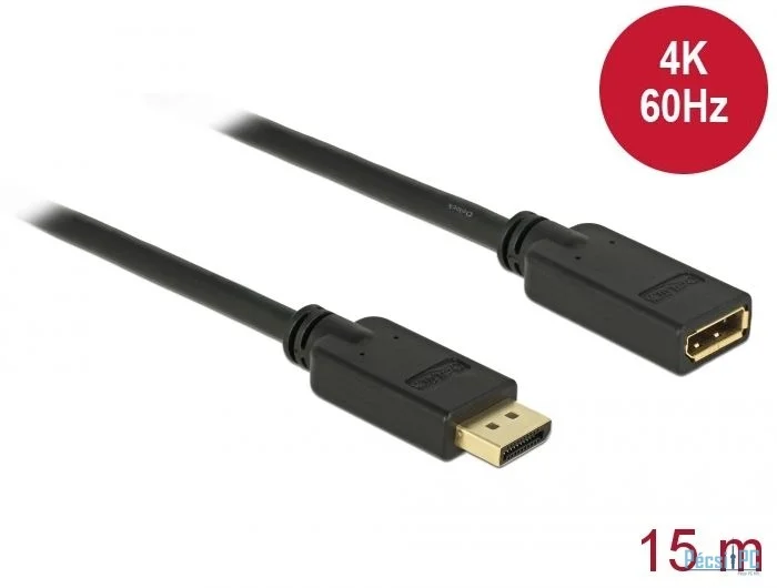 DeLock DisplayPort 1.2 extension cable 4K 60 Hz 15m Black