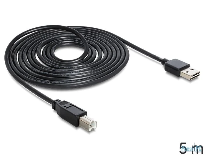 DeLock EASY-USB 2.0 Type-A male > USB 2.0 Type-B male 5m Black Cable