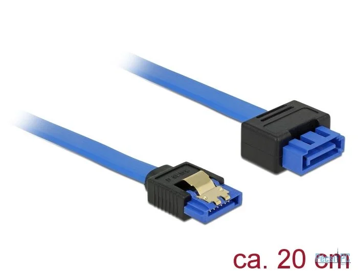 DeLock Extension cable SATA 6 Gb/s receptacle straight > SATA plug straight 20 cm blue latchtype