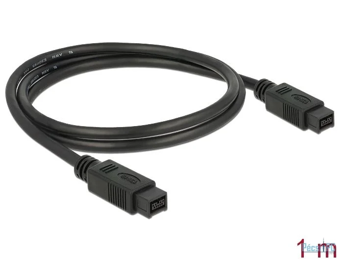 DeLock FireWire 9 pin male > 9 pin male 1m Cable Black