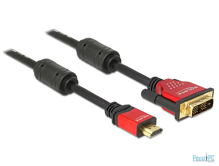 DeLock HDMI male to DVI-D (Dual Link) (24+1) male kábel 5m