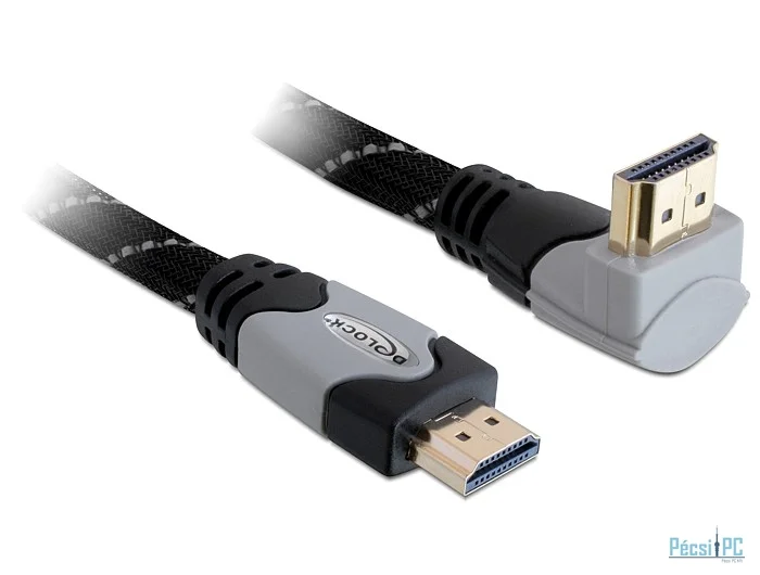 DeLock High Speed HDMI-kábel típusú Ethernet – HDMI A dugós > HDMI A dugós derékszögű 5m