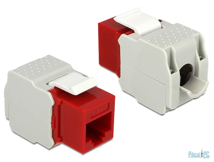 DeLock Keystone Module RJ45 jack > LSA Cat.6 UTP Red