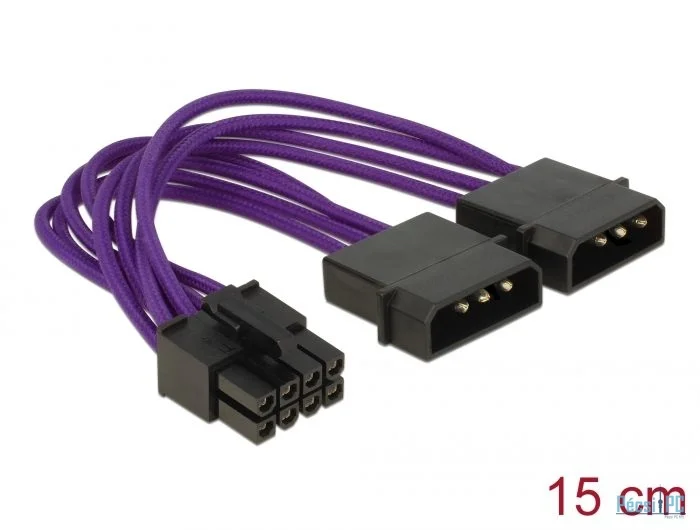 DeLock Power Cable 8 pin EPS > 2 x 4 pin textile shielding Purple
