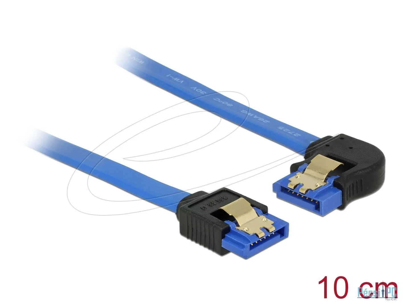 DeLock SATA 6 Gb/s receptacle straight > SATA receptacle left angled 10cm blue with gold clips