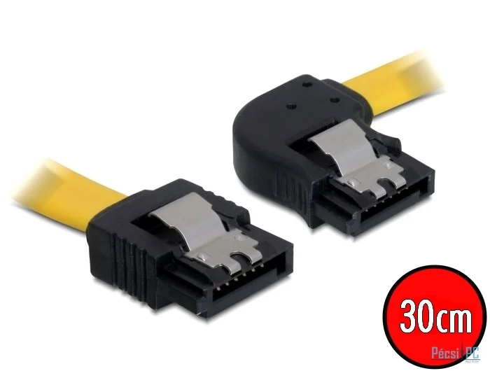 DeLock SATA right/straight metal yellow kábel 30cm