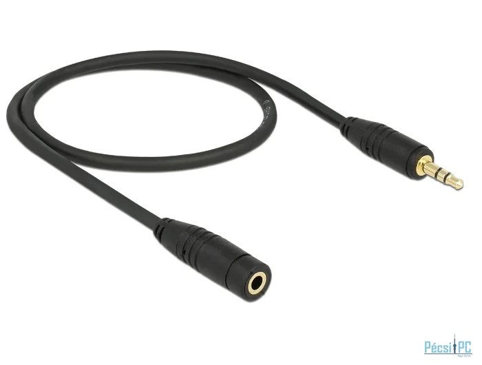 DeLock Stereo Jack Extension Cable 3.5 mm 3 pin male > female 0,5m Black