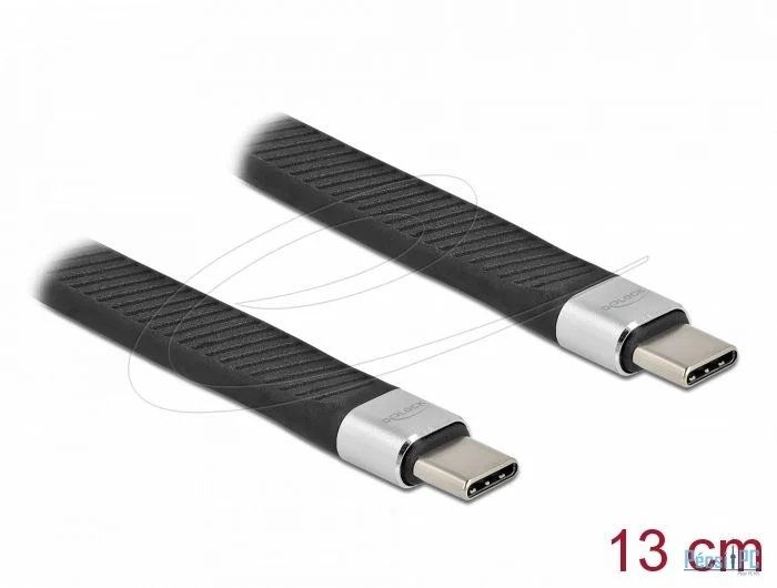 DeLock USB 2.0 FPC Flat Ribbon Cable USB Type-C to USB Type-C 13cm PD 5A E-Marker