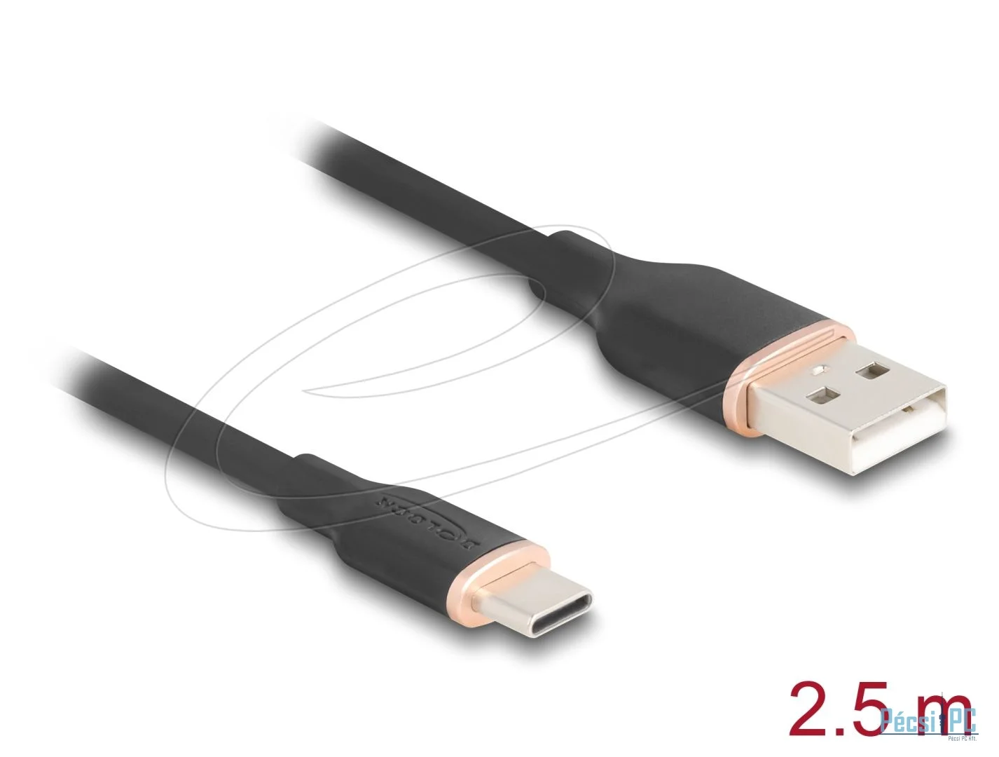 DeLock USB 2.0 kábel USB-A to USB-C 2,5m Black