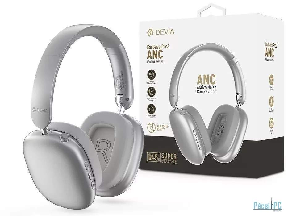 Devia ST121836 EarBass Pro2 ANC Bluetooth Headset Silver