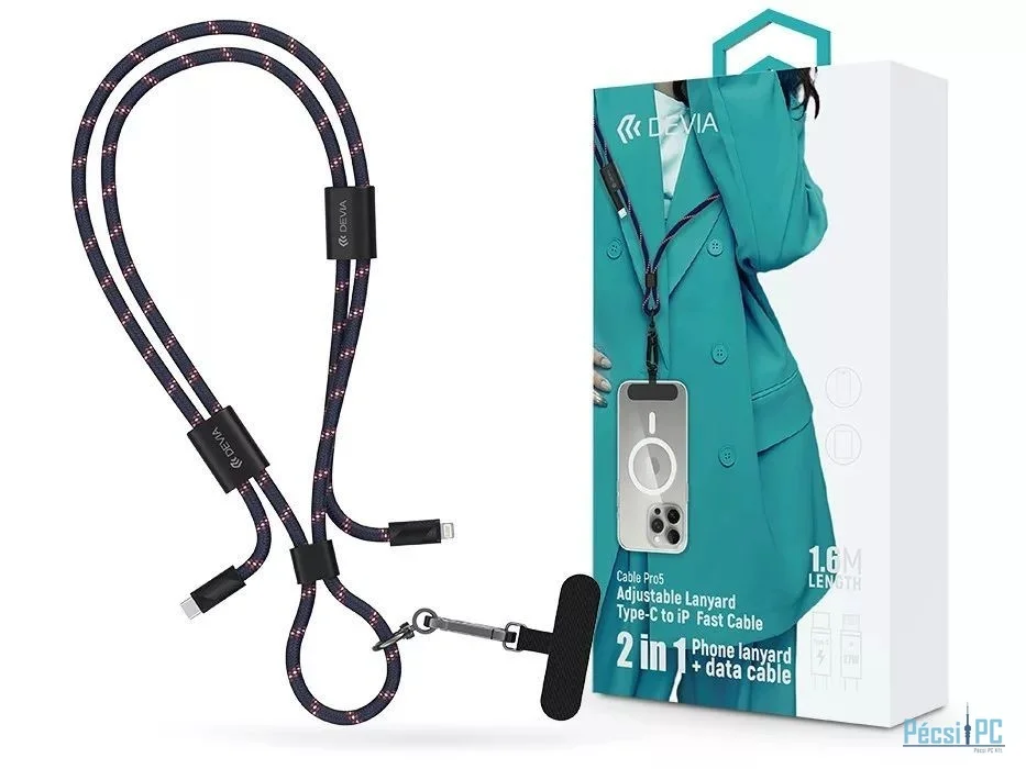 Devia ST125001 Cable Pro5 Woven 1,6m 27W PD Type-C - Lightning Blue