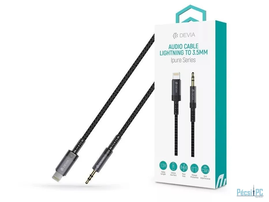 Devia ST381973 iPure Series Lightning - AUX 3,5mm cable 1m Black