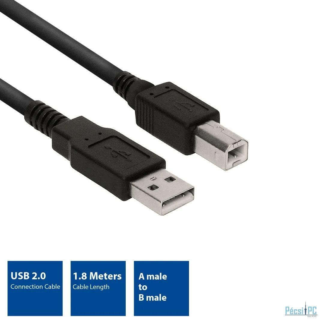 Eminent USB 2.0 connection cable A male - USB B male 3m Black