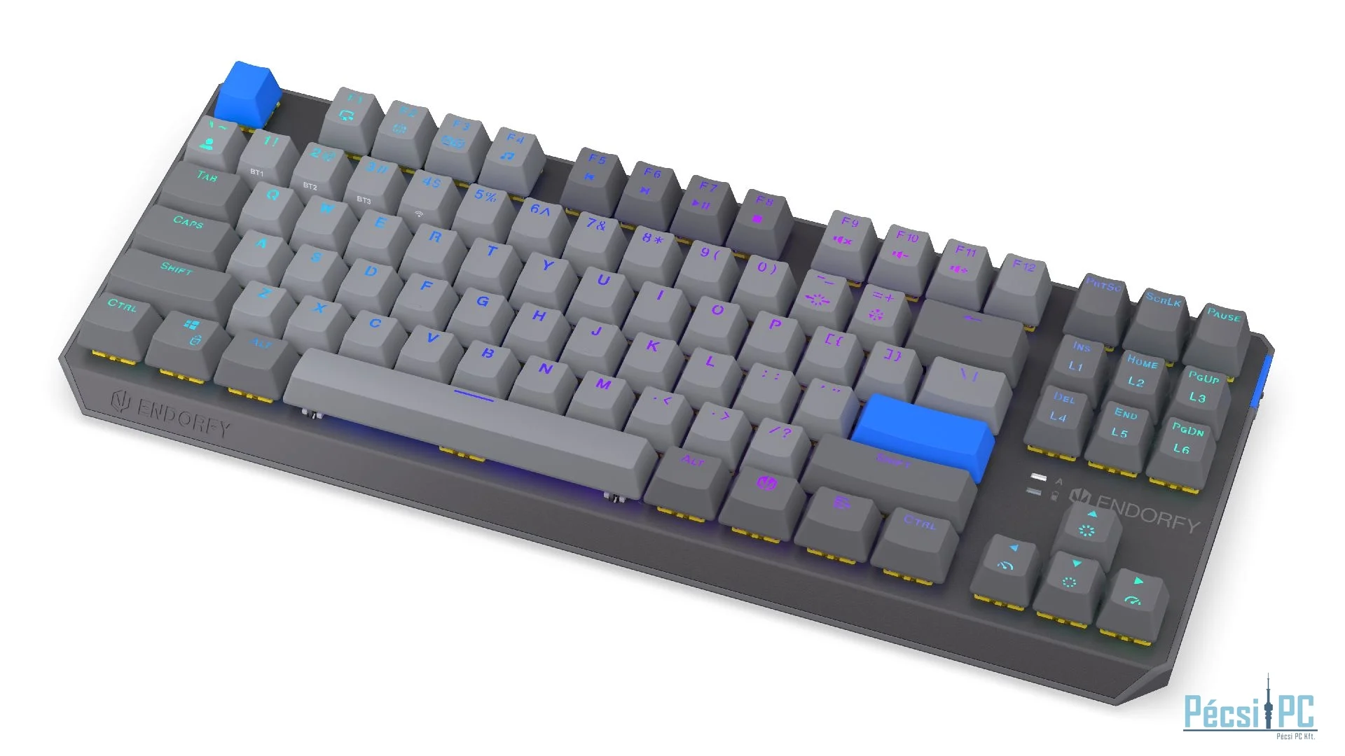 Endorfy Thock V2 TKL Wireless Bluetooth Yellow Switch Mechanical Keyboard Grey US