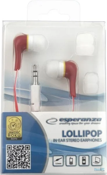 Esperanza EH146R Stereo Earphones Lollipop Red