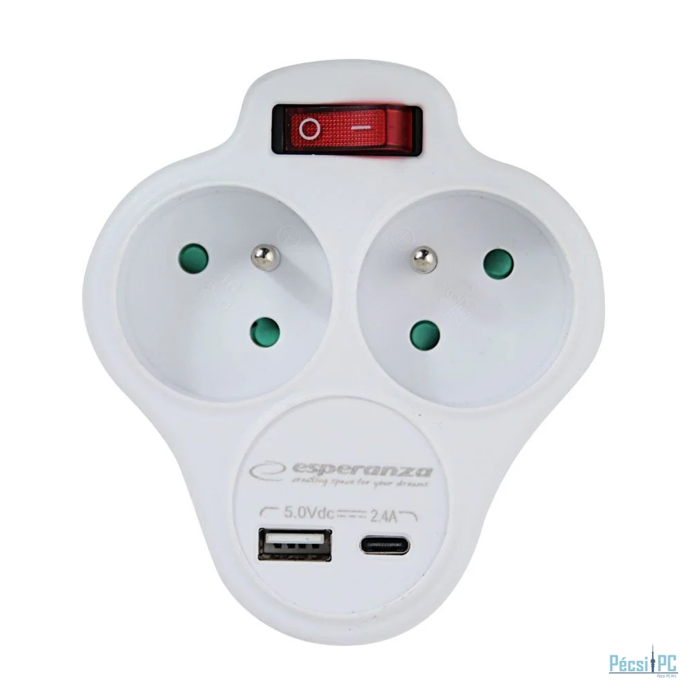 Esperanza ELK311W electrical socket splitter with switch White