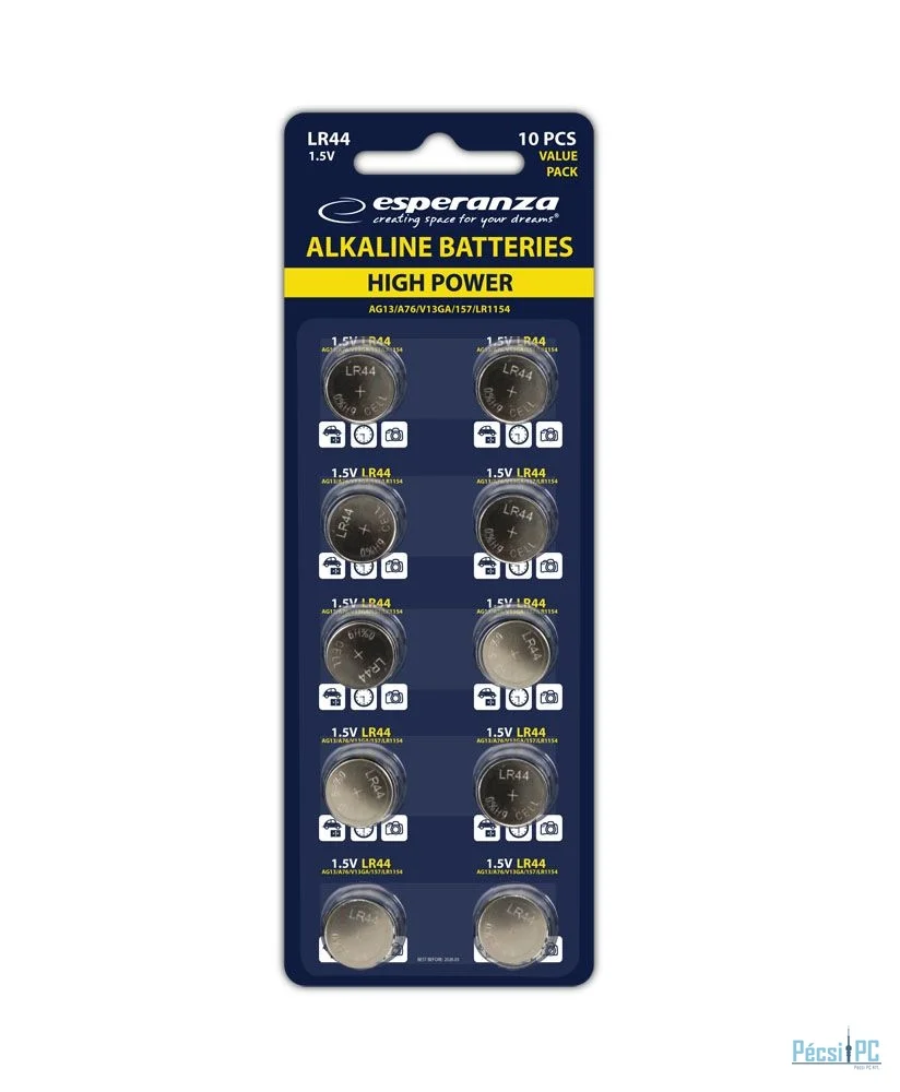 Esperanza LR44 Alkáli Gombelem 10db/csomag