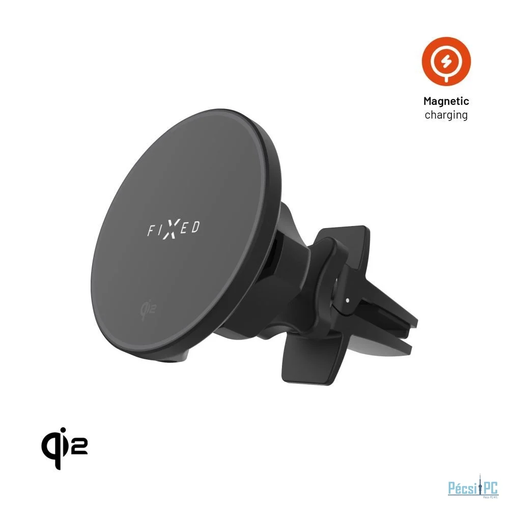 FIXED MagRound 2 Qi2 autós tartó wireless töltővel, fekete