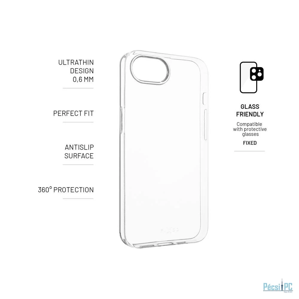 FIXED ultravékony TPU telefontok Apple iPhone 16e telefonhoz, átlátszó