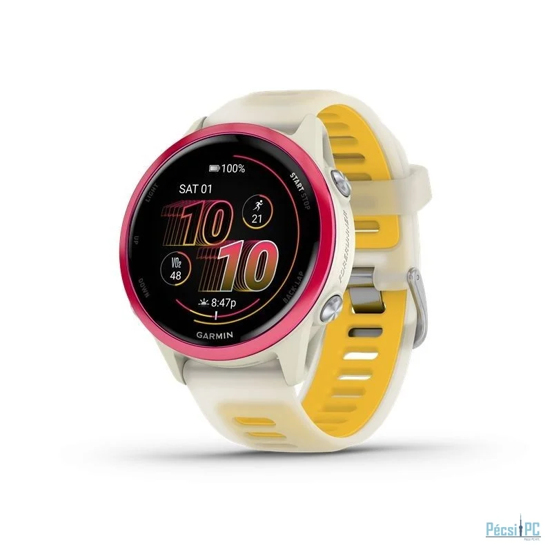 Garmin Forerunner 570 Raspberry Aluminum with Translucent Bone/Mango Band