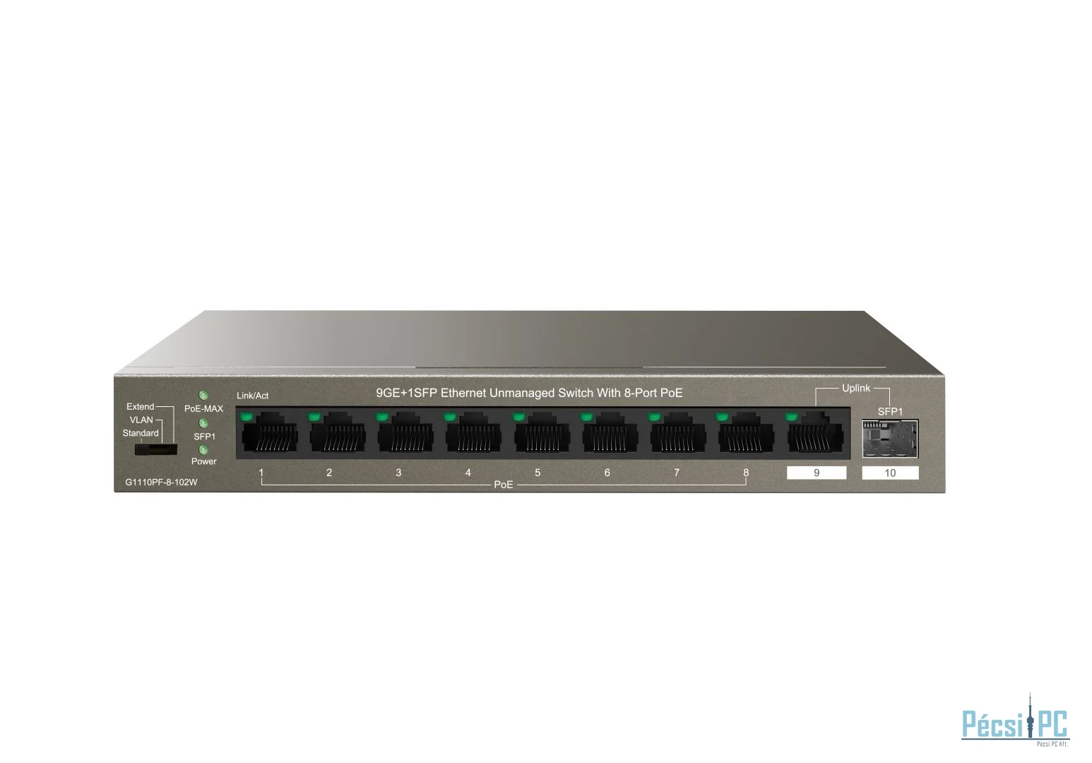 IP-COM G1110PF-8-120W 9GE+1SFP Ethernet Unmanaged Switch With 8-Port PoE