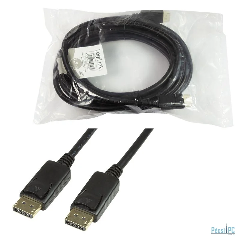 Logilink DisplayPort 1.2 connection cable 4K 2K/60Hz 7,5m Black