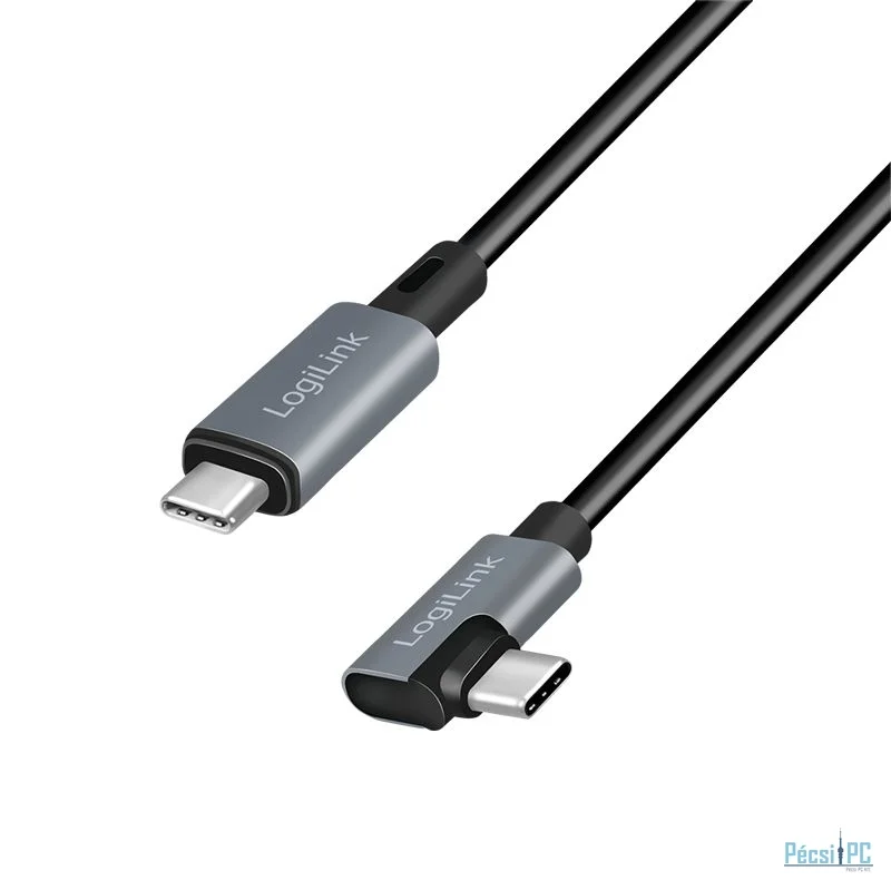 Logilink USB 2.0 Type-C cable, C/M 90° to C/M 2m Black
