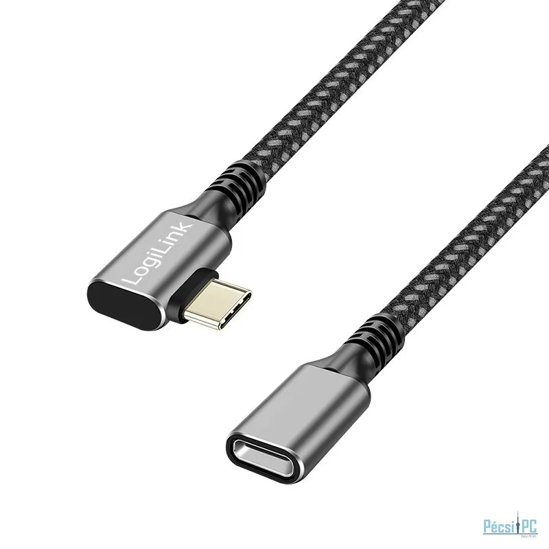Logilink USB 3.2 Gen1 Type-C cable C/M 90° to C/F 2m Black/Grey