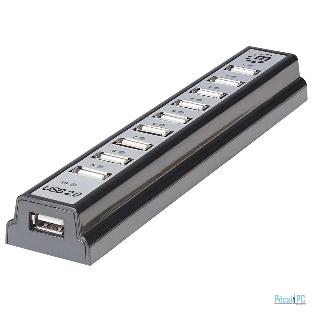 Manhattan 10-portos USB2.0 HUB Black