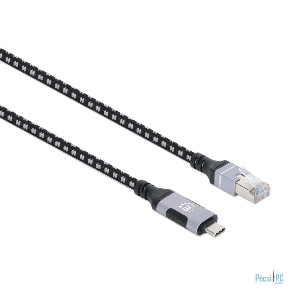 Manhattan CAT6 FTP USB-C to Gigabit Ethernet Network Cable 2m Black/Silver