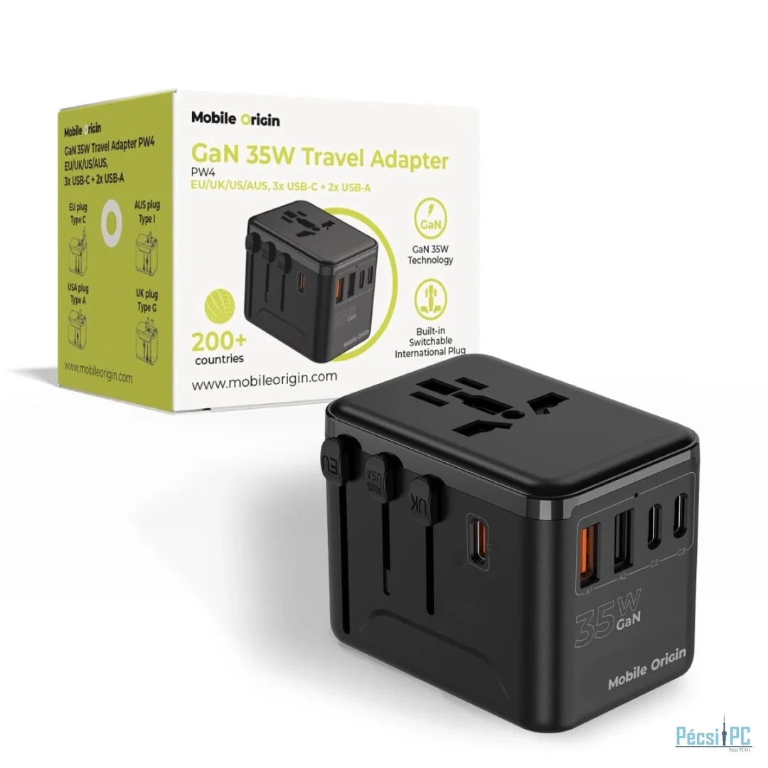 Mobile Origin GaN 35W Travel Adapter PW4 EU/UK/US/AUS, 3x USB-C + 2x USB-A