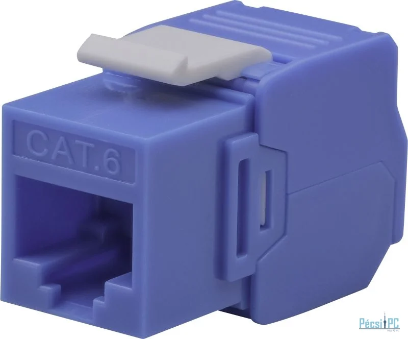 Nestron Keystone UTP csatlakozó; Cat6; 180°; szerszám nélkül szerelhető; kék