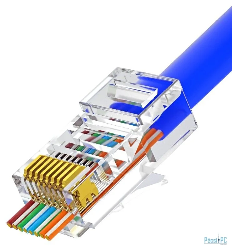 Nestron UTP RJ45 csatlakozó; Cat5e; átfűzhető; fali és patch kábelekhez; 100 db/csomag
