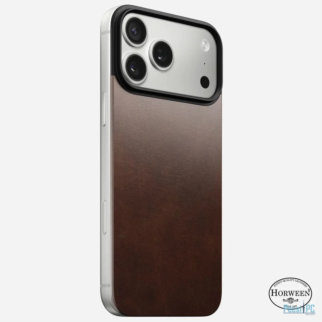 Nomad Magnetic Leather Back (Horween) Magsafe case for iPhone 17 Pro Max Rustic Brown