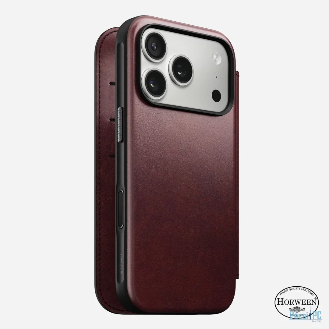 Nomad Modern Leather Folio (Horween) for iPhone 17 Pro Burgundy
