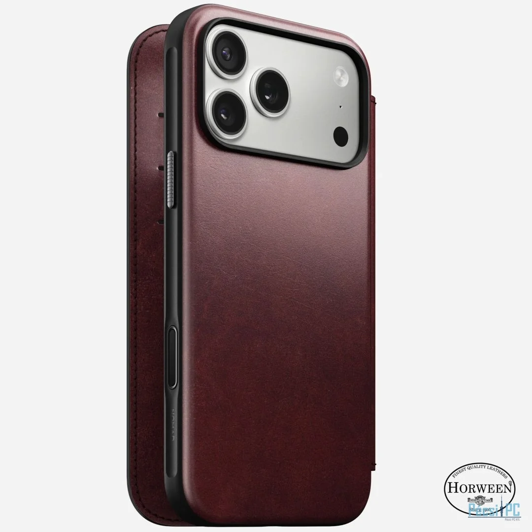 Nomad Modern Leather Folio (Horween) for iPhone 17 Pro Max Burgundy