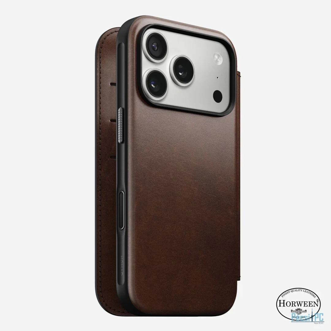 Nomad Modern Leather (Horween) Folio for iPhone 17 Pro Rustic Brown