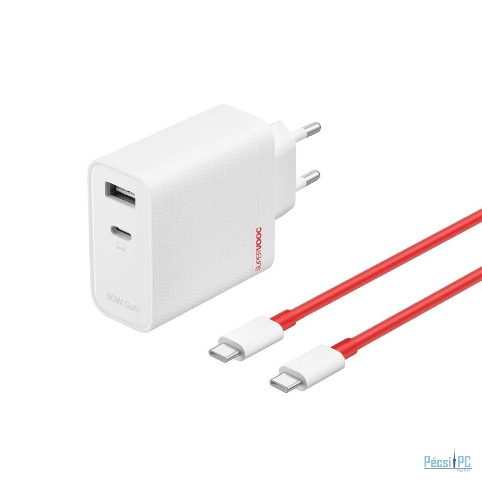 Oneplus USB/Type-C GaN PD 80W hálózati töltő + Type-C kábel White