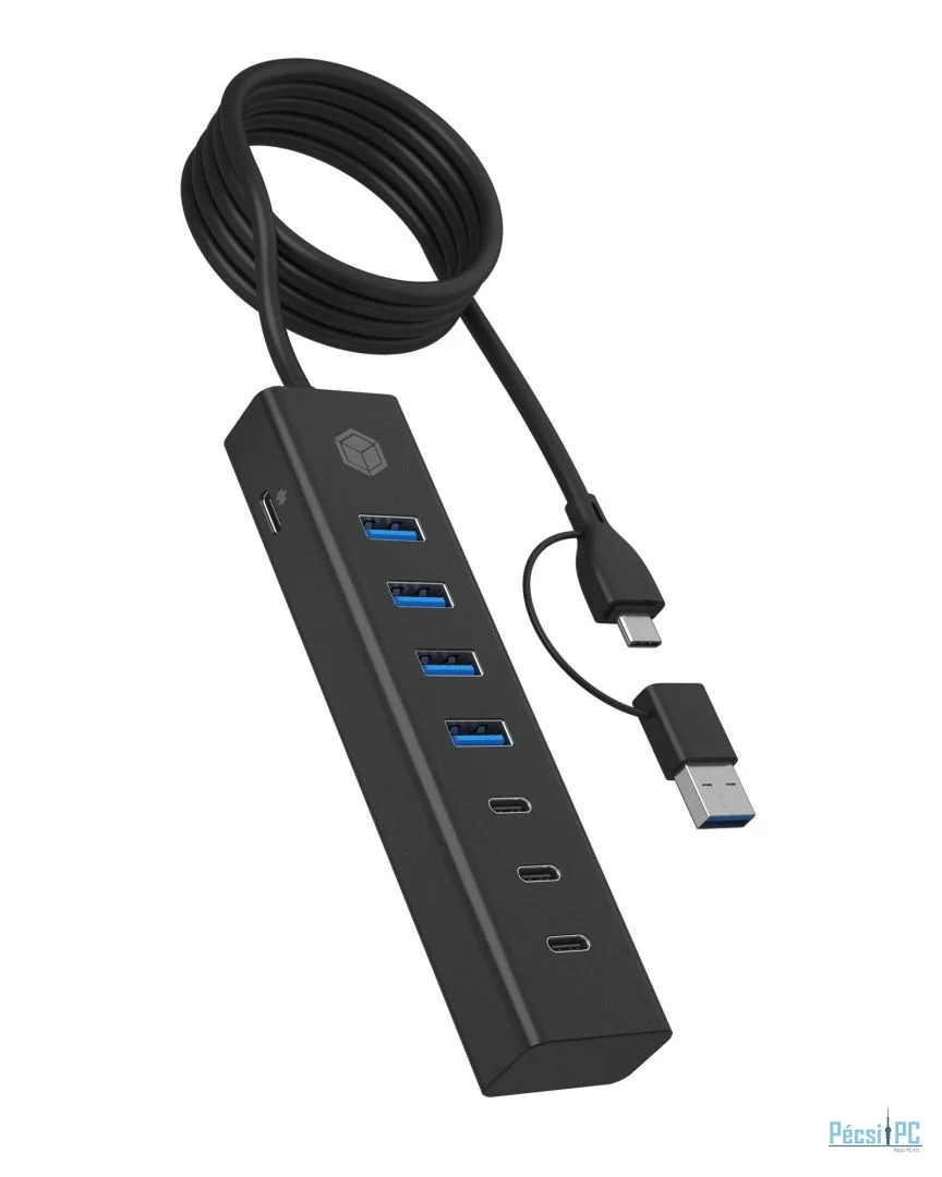 Raidsonic IcyBox IB-HUB1737-C3 7-portos USB3.2 HUB Black