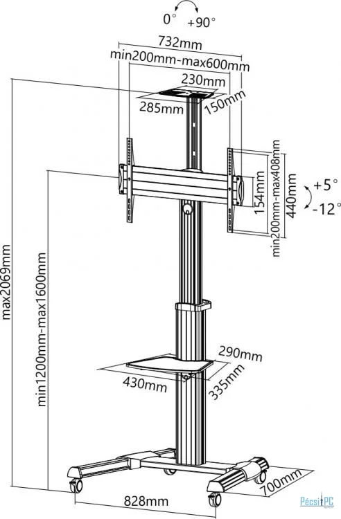 SBOX FS-446 Mobile Floor Stand Silver