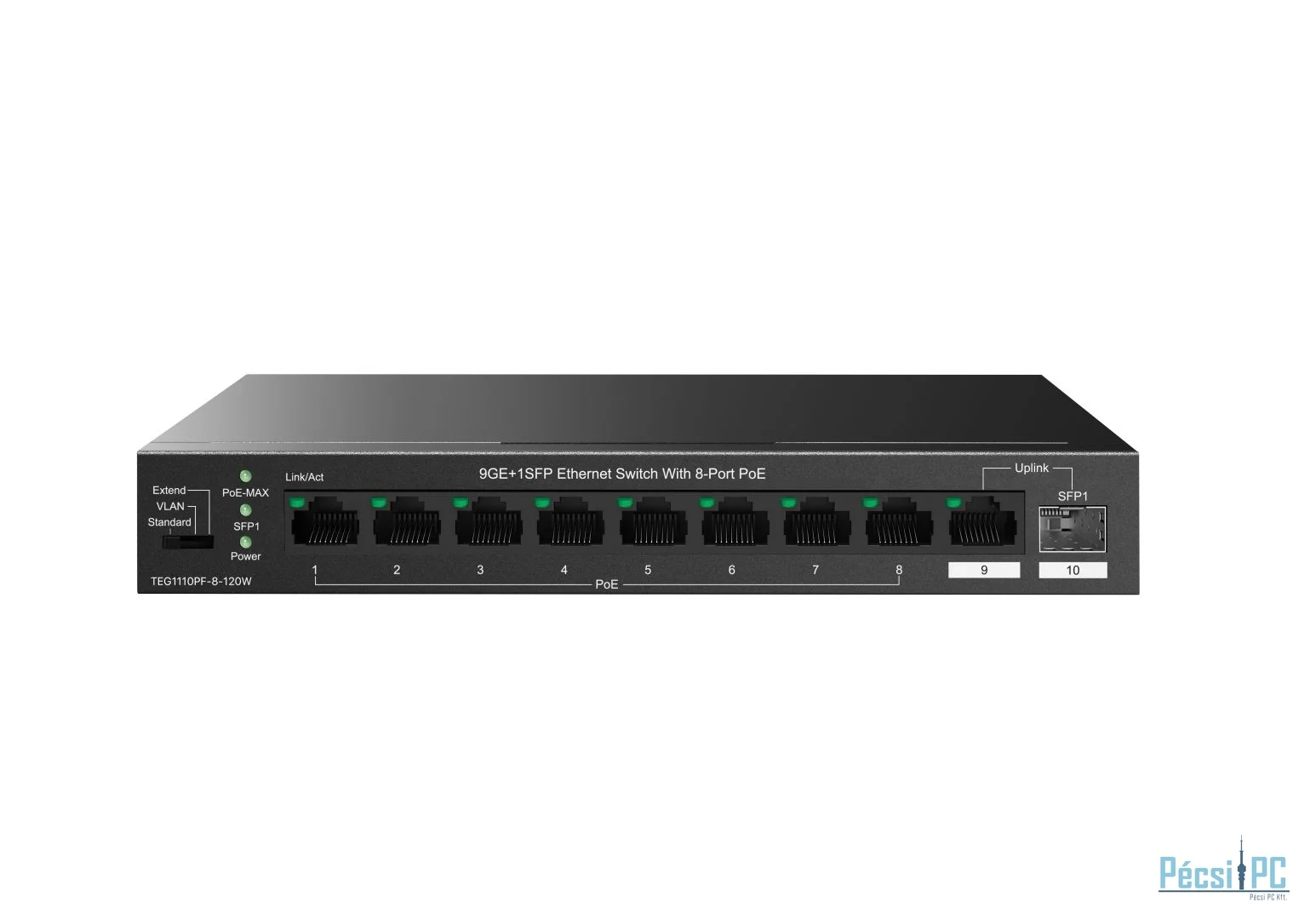 Tenda TEG1110PF-8-120W  9GE+1SFP Ethernet Switch With 8-Port PoE