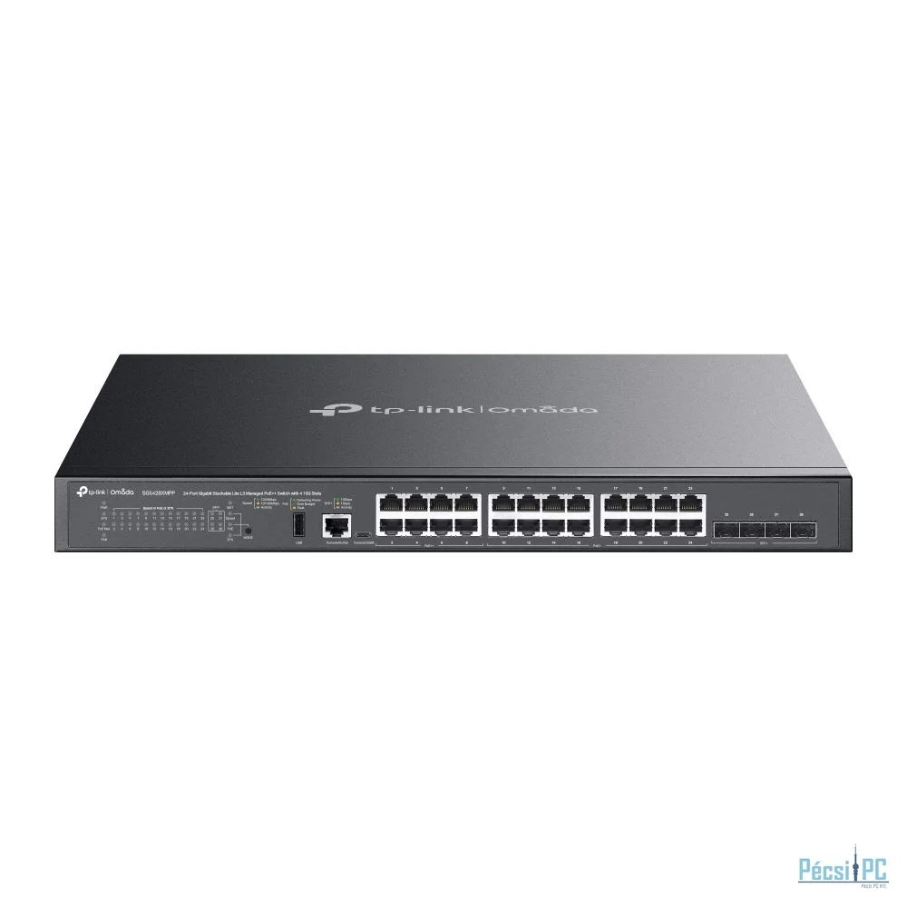 TP-Link SG5428XMPP Omada 24-Port Gigabit Stackable Lite L3 Managed PoE++ Switch with 4× 10G Slots