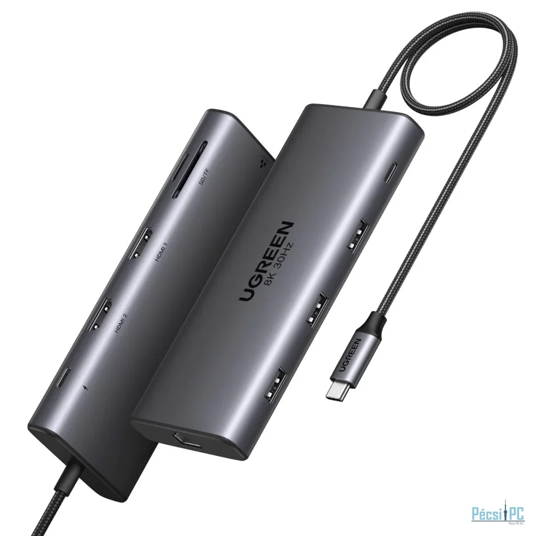 UGREEN Revodok Pro 210 10-in-1 USB-C Hub (Dual HDMI 4K@60Hz, 100W PD) Grey
