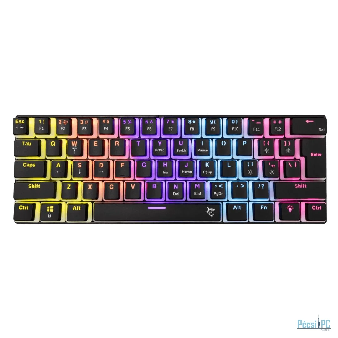 White Shark Ashiko 2 Blue Switches Mechanical 60% Gaming Keyboard Black US