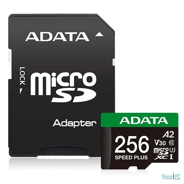 A-Data 256GB microSDXC Speed Plus Class 10 UHS-I U3 V30 + adapterrel