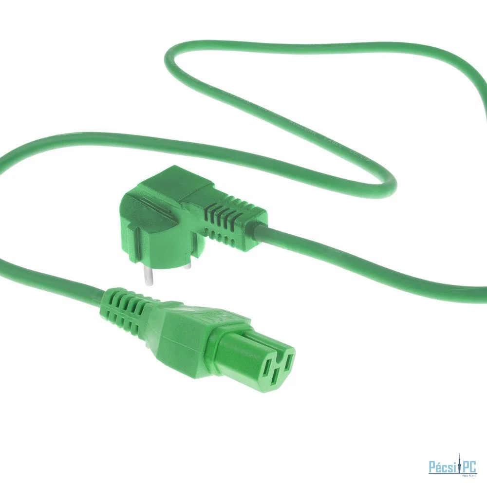 ACT Powercord mains connector Schuko CEE 7/7 male (angled) - C15 IEC 60320 2m Green