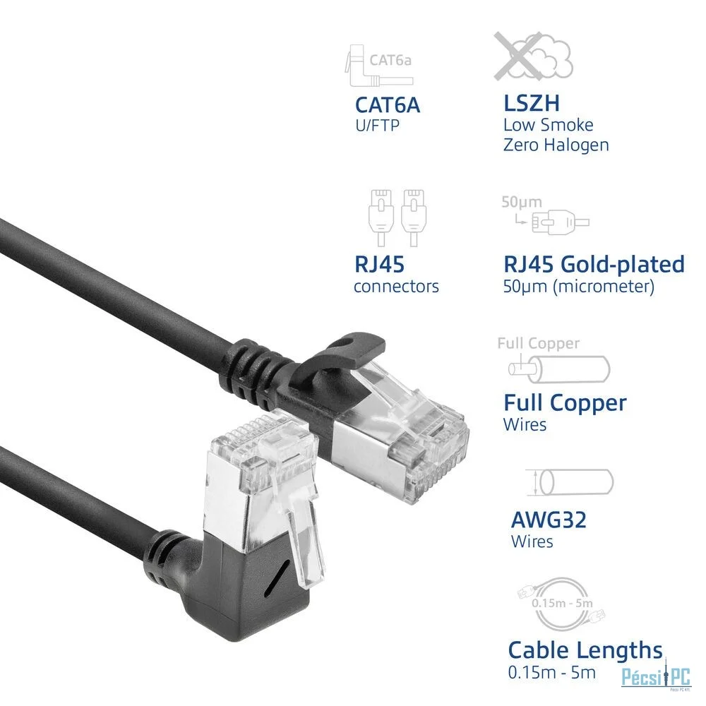 ACT CAT6A U-FTP Patch Cable 0,25m Black